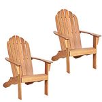 Giantex Adirondack Chair Outdoor Wooden W/Ergonomic Design Acacia Chair for Yard, Patio, Garden, Poolside and Balcony Adirondack Deck Lounge Chair Armchair (2, Natural)