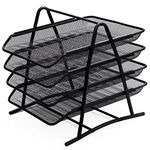 Zuvo Mesh Desk Organiser 4 Tier Letter Tray Organizer Office Desktop Document Paper File Storage Mesh Filling Collection for Home &Office Use (Black)