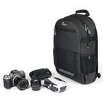 Lowepro Adventura BP 150 Iii, Camera Backpack With Tripod Holder, 11" Tablet Pocket, Back Side Access, For Mirrorless Camera, Compatible With Fujifilm Xt200, Canon M50 Mii, Eos R10, Nikon Z50, Black