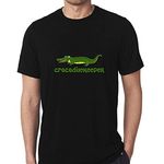 PdlPrint Unisex Regular Fit Funny Crocodile Keeper Graphic Printed T-Shirt (Black - XXL) (Size 46)