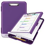 Sooez Clipboard with Storage, High Capacity Nursing Clipboards with Pen Holder, Heavy Duty Plastic Storage Clipboard with Low Profile Clip, Clipboard Folder Side-Opening, Smooth Writing for Office