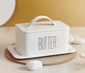 Classyo Metal Butter Dish with Lid, Butter Box for Fridge- Butter Container- Butter Box 500g with Lid (Ivory)