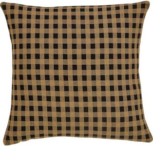 VHC Brands, Black Check, Cotton, 16x16, Fabric Pillow, Black