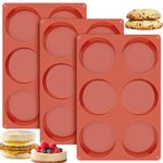 Ocmoiy 4 Inch Silicone Egg Molds for Baking/Jumbo Muffin Top Pans, 3 Pack Non-Stick Large Disc Shape Round Molds for Hamburger Bun, English Muffin, Tarts, Pies, Corn Bread, Egg Sandwich Breakfast