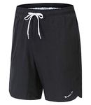 Rdruko Men's Swim Trunks 7" Quick Dry Beach Shorts Bathing Suit with Mesh Lining(Black, US XL)