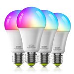 GRIFEMA E27 Smart Bulb, Colour Changing Alexa Light Bulbs, Work with Alexa, 10W Screw Dimmable, Energy Saving, RGB + CCT Million 16 Colors, 10W, 2700K-6500K, 4 Pack, GD1003-4 [Energy Class G]