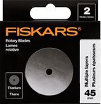 Fiskars 45mm Titanium Rotary Blades (2 Pack) - Rotary Cutter Blade Replacement - Crafts, Sewing, and Quilting Projects - Grey