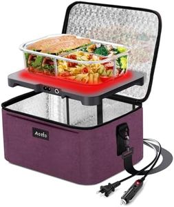 Aotto Portable Oven, 12V, 24V, 110V Food Warmer, Portable Mini Personal Microwave Heated Lunch Box Warmer for Cooking and Reheating Food in Car, Truck, Travel, Camping, Work, Home, Dark Purple