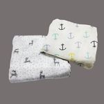 Mahaveer Cotton Organic Cotton Muslin Pack of 2 Baby Bath Towel 120 Cm X 120 Cm_ Anchor & Deer