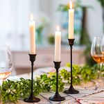 Inweder Metal Candlestick Holders Black - Set of 3 Taper Candle Holders for Table Centerpiece Candle Holder for Candlesticks Candle Stick Holder Living Room Birthday Decor Fit 2cm Diameter Candles