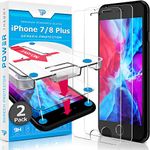 Power Theory Screen Protector for iPhone 8 Plus/iPhone 7 Plus Glass [2-Pack] with Easy Install Kit - Premium Tempered Glass for 7Plus & 8Plus