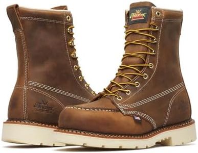 Thorogood American Heritage 8” Steel Toe Work Boots for Men - Full-Grain Leather with Moc Toe, Slip-Resistant Heel Outsole, and Comfort Insole; EH Rated, Trail Crazyhorse - 12 2E US
