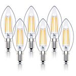 E14 Dimmable Led Candle Bulb,SES Filament Small Edison Screw Light Bulbs,4w 40W Equivalent, Warm White 2700K, 400lm,Pack of 6