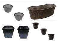 Medium Sized Plastic Pond Planting Baskets Combo Pack, Includes Total 8 Baskets Including Free Hessian Squares x 3, Slotted Pots for Aquaponics and Hydroponics Flower Planters