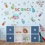 IARTTOP Colorful Student Science Laboratory Wall Decal, Chemical Apparatus Test Tube Book Microscope Wall Sticker, Biology Experiment Science Waterproof Decals for Classroom Nursery Wall Decoration.