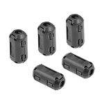 sourcing map 5mm Ferrite Cores Ring Clip-On RFI EMI Noise Suppression Filter Cable Clip, Black 5pcs