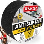 XFasten Anti Slip Tape, 2-Inch by 15-Foot Non Slip Grip Tape Roll for Ramps, Decks, Stair Treads and Poolside Walkway | Waterproof Floor and Stairs Anti Skid Tape for Steps, Indoor and Outdoor Use