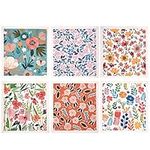 Set of 6 Kitchen Scandi Flower Floral Meadow Daisy Peony Swedish Dishcloths Cleaning Cloths Towels Absorbent Quick Drying Dish Towels for Counter Wipes