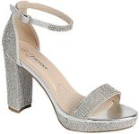 Forever Link Women's Rhinestones Ankle Strap Platform High Chunky Heels Party Sandal Pumps (Silver, numeric_7), Silver