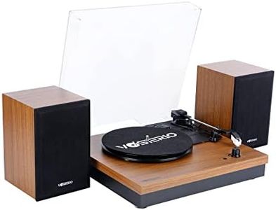 VOSTERIO Record Player, Bluetooth Record Player with Integrated HiFi Stereo Speaker, Vintage 3 Speeds Turntable