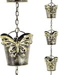 Arcadia Garden Products RC02 Rain Chain, Black Metal with Brushed Brass - Butterfly Pail