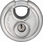 ABUS Diskus Padlock 26/70 - Weatherproof - with Drill and Pull-Protected Cylinder - ABUS Security Level 8 - Silver