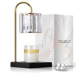 Candle Warmer Lamp, Wax Warmer Lamp with 2 Bulbs & Timer & Dimmer 7-Levels, Compatible All Jar Candles, Candle Top Melting, Cystal Candle Heater Lamp for Scented Wax, Elegant Home Decoration, Black