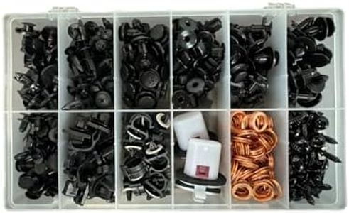 AUTO OCCASION 383Pcs Car Plastic Retainer Fastener Rivet Clips 12 Types of Plastic Clips Compatible with Nissan SYLPHY Sentra 2012-2024 Car Body Retainer Clips Box Set Plastic Fasteners Kit