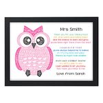 PERSONALISED Teacher Owl Gifts - Thank You Gifts for Teachers, Teaching Assistants, TA, Nursery Teachers - Best Teacher Poem Gifts - Teacher Appreciation - End of Term, School Leaving Gifts