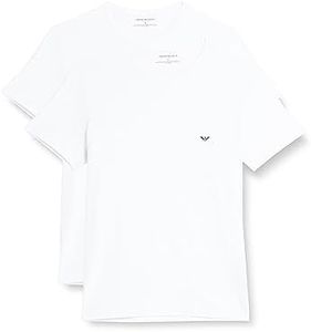 Emporio Armani Underwear 2-Pack T-Shirt Crew Neck Logo, White/White, M Uomo