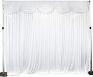 BWKJMY 10x10FT White Backdrop Curtain for Parties Wedding White Photo Backdrop Curtains Drapes Fabric for Baby Shower Party Photoshoot Background Decorations