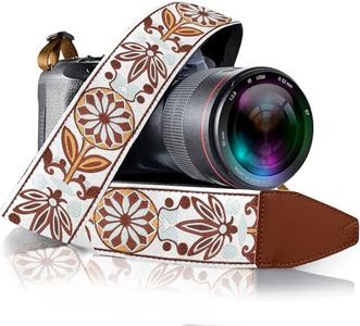 Camera Strap for All DSLR and Mirrorless Cameras Including Binoculars Christmas Gift & Stocking Stuffer Embroidered White Woven Universal Neck & Shoulder Camera Strap Floral Pattern for Photographers