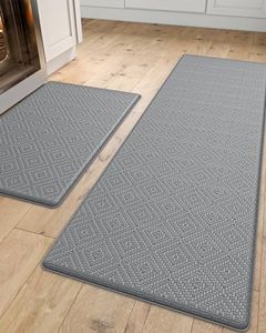 DEXI Kitchen Mat Cushioned Anti Fatigue, 2 PCS Kitchen Rug Set Non Slip, Waterproof Comfort Standing Kitchen Floor Mat, 17"x29"+17"x59", Grey