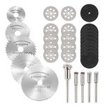 30pcs Diamond Cutting Wheel Discs 10 Pieces 25 mm Vented Diamond Cutting Disc Kit,10 Pieces 32mm Resin Cutting Wheels, 5 Pieces High Speed Steel Saw Blades with 5 Handles for Dremel Rotary Tool