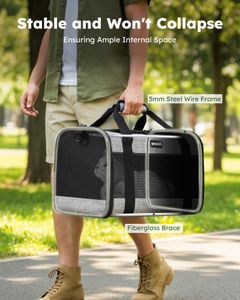 Pecute Pet Carrier Bag, Portable Cat & Dog Travel Handbag – Grey, M, Under 5kg