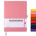 HIJYOO A4 Notebook, Notebook A4 Journal Notebook Hardcover Notepad with Bookmark Composition Notebooks, Pen Loop, and Elastic Closure, 8.3" X 11.18", Pink