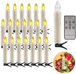 da LIGHT LED Candles with Remote Control, Set of 20, IP64 Christmas Tree Candles, Dimmable and Timer Function, Christmas Candles Rotatable with Clip, 3000 K, Warm White, for Christmas, Holiday,