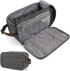 PAVILIA Canvas Travel Toiletry Bag, Dopp Kit Bag, Water Resistant Shaving Bathroom Organizer for Travel, Gym, Shower Toiletries Storage for Grooming Accessories, Grey, Extra Large