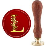 CRASPIRE Initial Alphabet L Wax Seal Stamp Vintage Botanical Leaves Letter Sealing Wax Stamps 30mm Removable Brass Stamp Head with Wood Handle for Wedding Invitation Christmas Thanksgiving