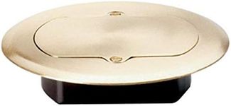 Legrand-Pass & Seymour TM1542TRFM Slater Low Profile Round Floor Box Cover with 15 Amp Tamper Resistant Decorator Duplex Outlet, Brass (1 Count)