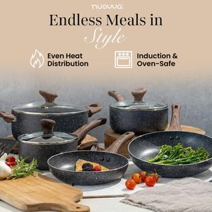 Nuovva 8-Piece Nonstick Cookware Set – Pots and Pans Collection