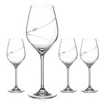 DIAMANTE Swarovski White Wine Glasses - 'Silhouette' Hand Cut Design Embellished with Swarovski Crystals - Set of 4