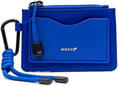 MOXYO Urban Women's Card Holder, Secure 6-Card Minimalist Wallet with Coin Pocket, Silicon Front Pocket for ID (Blue)