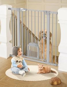 Babelio 36" Tall Upgraded Baby Gate with Cat Door,29-43" Auto Close Durable Dog Gate for Stairs,Doorways and House,Easy Walk Thru,Includes 4 Wall Cups,Gray
