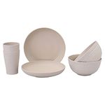 Irida Naturals Wheat Straw Unbreakable Plates Solid Dinnerware 6 Pcs Set,(Soft Beige) Lightweight And Eco Friendly Freezer,Dishwasher&Microwave Safe Cups,Plates And Bowls Set For Snacks,Meal Etc