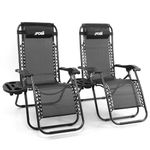 Mosii Sun Loungers For Garden Chairs Set of 2, Heavy Duty Zero Gravity Chairs With Cup Holders & Headrest Pillow, Folding Garden Recliner Chairs Sunloungers For Deck Chair, Patio, Beach Lounger