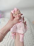 MYREBABY 7" Reborn Baby Doll Silicone Full Body Mini Realistic Newborn Doll Lifelike Eyes Open Baby Girl Looking Real with Gift Box for Kids Birthday Gift (Pink)