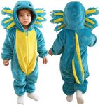 DarkCom Unisex Baby Animal Onesie Toddler Hooded Romper Halloween Cosplay Blue Axololtl Costumes Kids' Christmas Gifts 6-12 Months