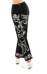 Miss RJ Women's High Waist Boyfriend Jeans Trousers with Lettering, black, 10