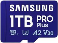 SAMSUNG PRO Plus microSD Memory Card + Adapter, 1TB MicroSDXC, Up to 180 MB/s, Full HD & 4K UHD, UHS-I, C10, U3, V30, A2 for Android Phones, Tablets, GoPRO, DJI Drone, MB-MD1T0SA/AM, 2024